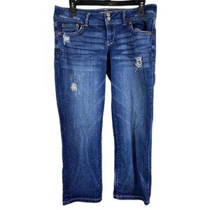 Aeropostale 9/10 distressed jean capris cropped pants 32 x 24